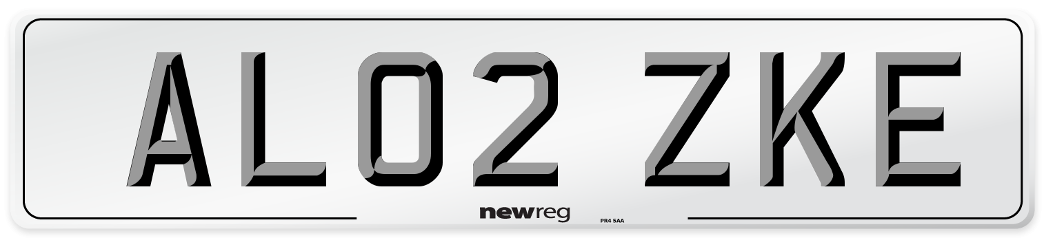 AL02 ZKE Number Plate from New Reg